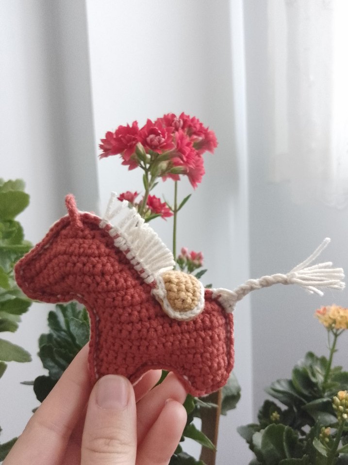 Mavi El Örgüsü At Peluş Oyuncak Anahtarlık - Görsel 4