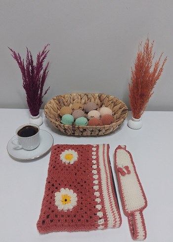 Çiçek Desenli Örgü Bohem Kadın Portföy Kitap Kabı - Görsel 5