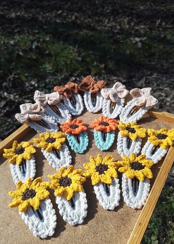 Renkli Nakışlı Örgü 2'li  Çocuk Toka - Görsel 4