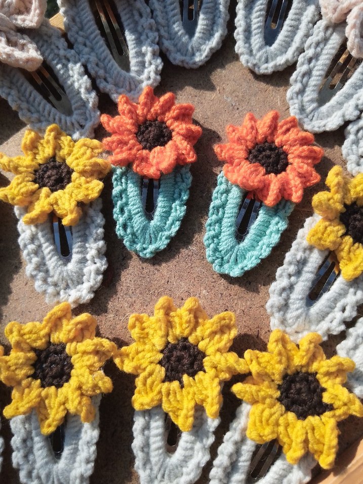 Renkli Nakışlı Örgü 2'li  Çocuk Toka - Görsel 3