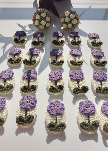 El Yapımı Bohem Çiçekli Örgü 2'li Çocuk Tokası - Görsel 2