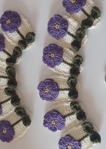 El Yapımı Bohem Çiçekli Örgü 2'li Çocuk Tokası - Görsel 5