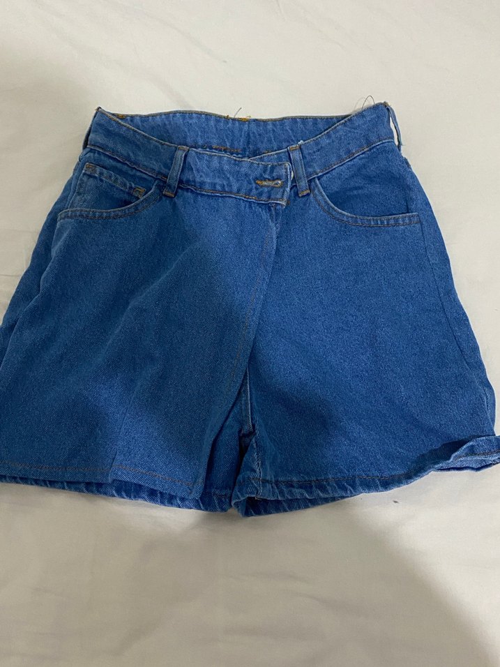 Mavi Mini Kot Şort - Görsel 3