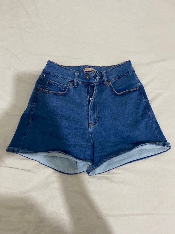 Lacivert Mini Denim Kadın Şort - Görsel 3