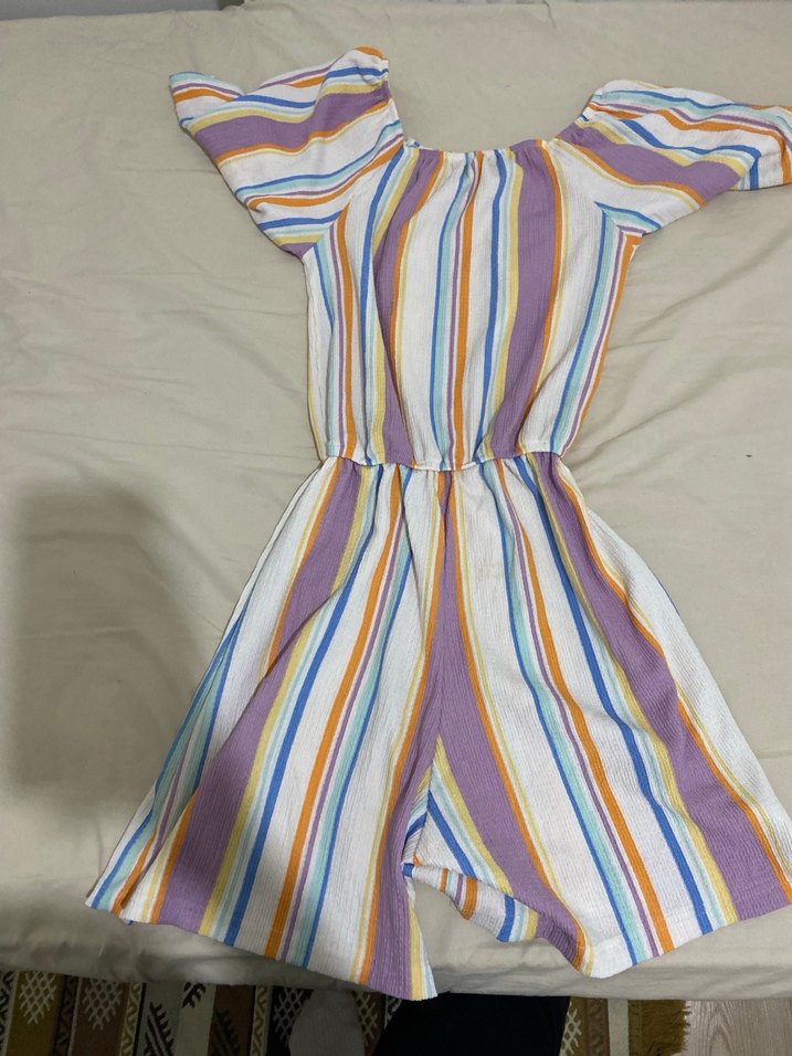 Kadın Bohem Midi Tulum, Kısa Kollu, Çok Renkli - Görsel 3