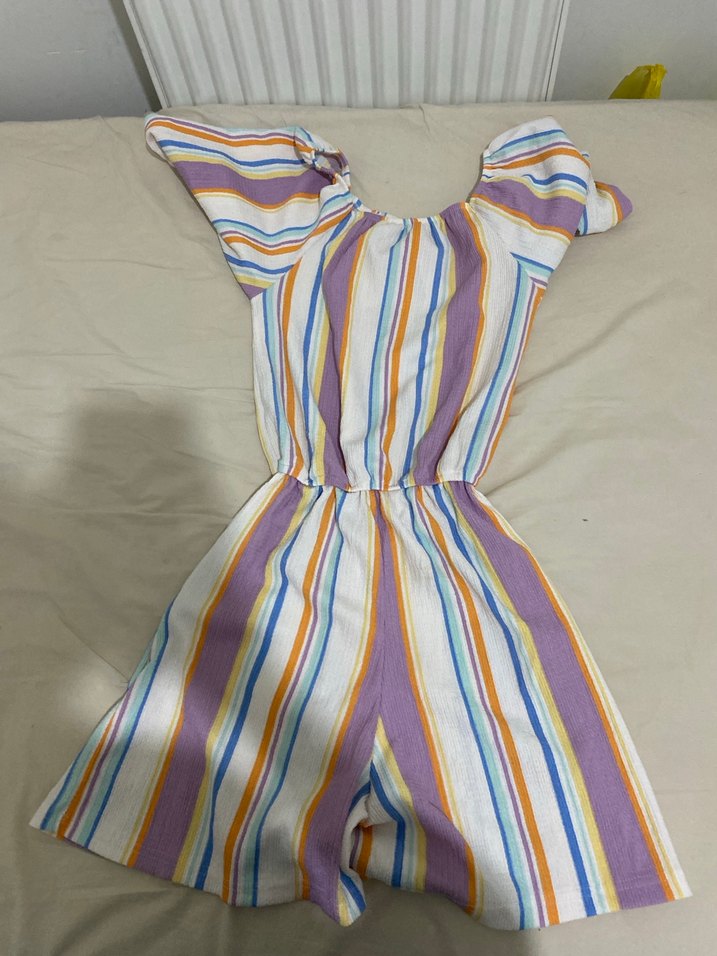 Kadın Bohem Midi Tulum, Kısa Kollu, Çok Renkli - Görsel 2