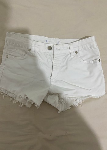 Beyaz Mini Pamuklu Kadın Kot Şort - Görsel 2