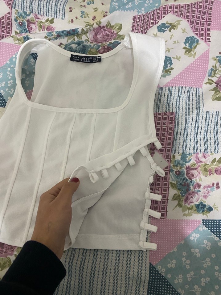 Beyaz Pilili Pamuklu Straplez Büstiyer - Görsel 3