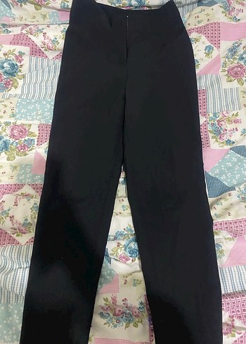 Düğmeli Siyah Kadın Kumaş Pantolon - Görsel 2