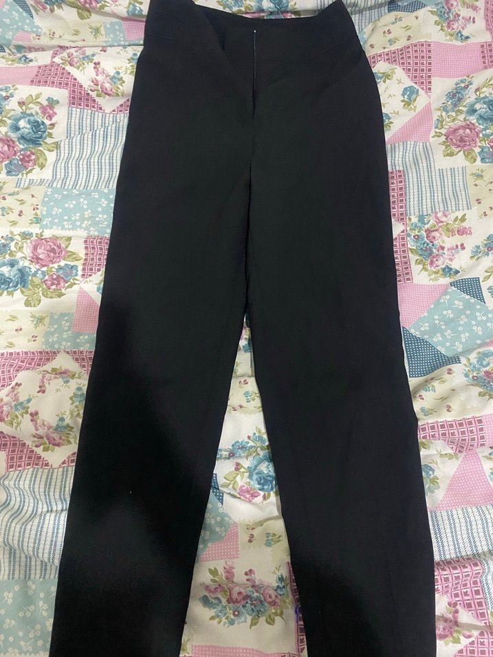 Düğmeli Siyah Kadın Kumaş Pantolon - Görsel 2