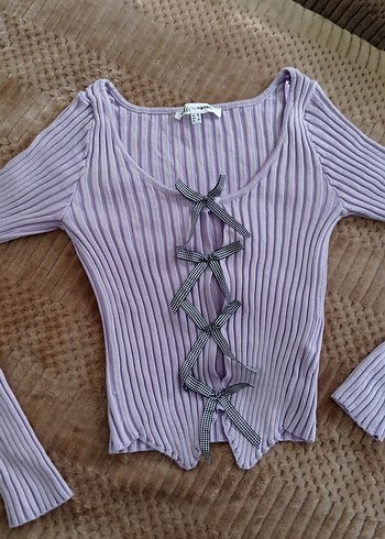 Mor Örgü Uzun Kollu Triko Bluz - Görsel 4