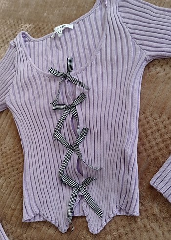 Mor Örgü Uzun Kollu Triko Bluz - Görsel 5