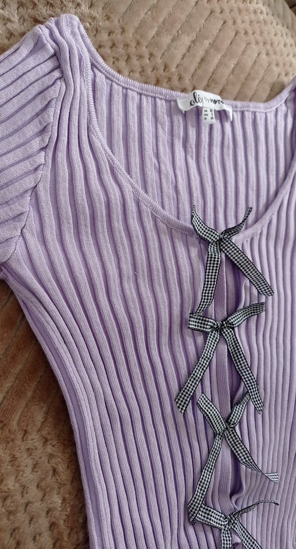 Mor Örgü Uzun Kollu Triko Bluz - Görsel 2