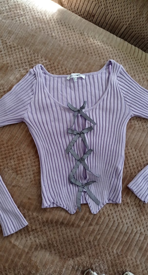 Mor Örgü Uzun Kollu Triko Bluz - Görsel 4