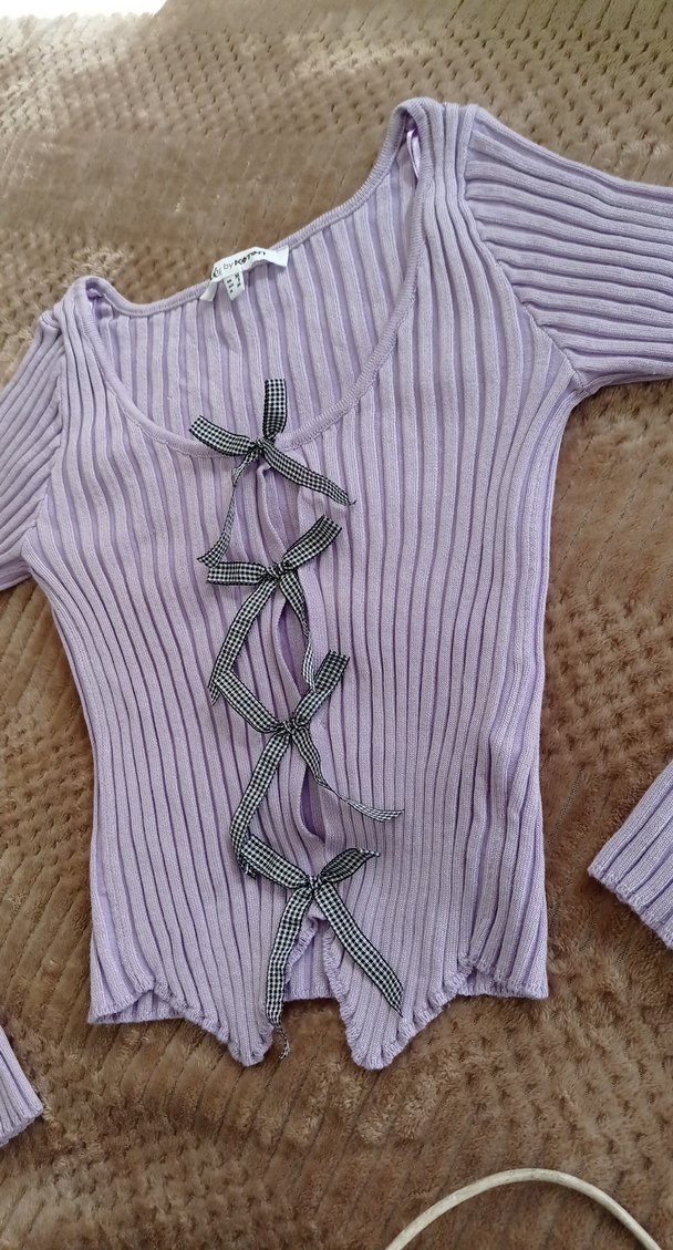 Mor Örgü Uzun Kollu Triko Bluz - Görsel 5