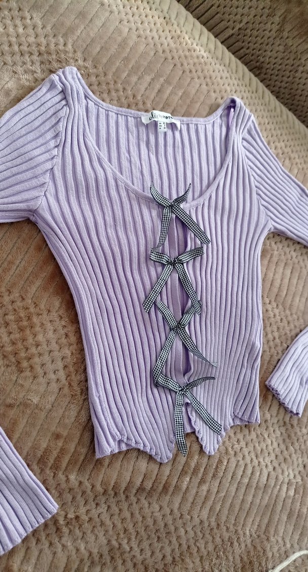 Mor Örgü Uzun Kollu Triko Bluz - Görsel 3
