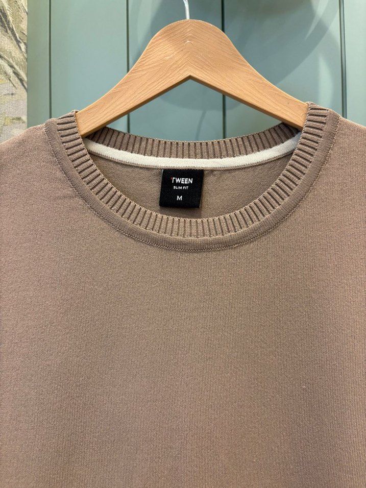 Bej Erkek Kısa Kollu Basic Tişört - Görsel 4
