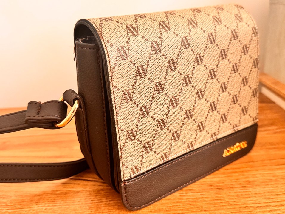 Kahverengi Baskılı Deri Kadın Çanta - Görsel 2