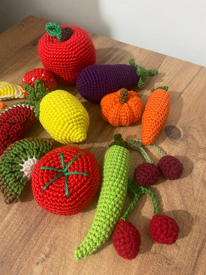 El Yapımı Renkli Örgü Meyve ve Sebzeler - Görsel 3