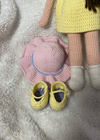 Sarı Elbiseli Örgü Bebek, amigurumi - Görsel 2