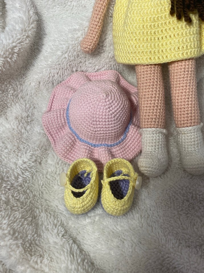 Sarı Elbiseli Örgü Bebek, amigurumi - Görsel 2