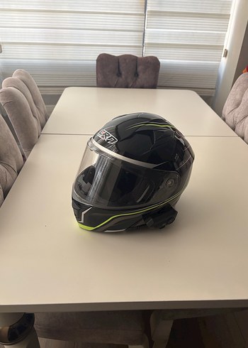 Gri-Yeşil Baskılı Motosiklet Kaskı Velcro - Görsel 3