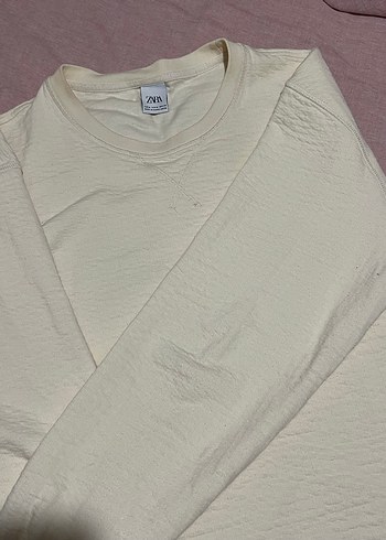 ZARA Bej rengi erkek sweatshirt - Görsel 5