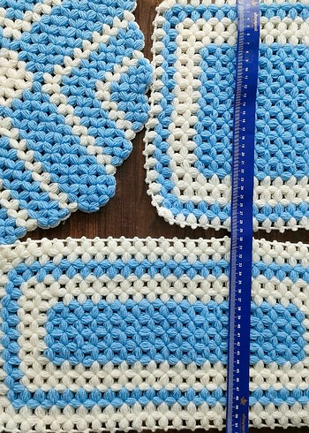 Mavi El Örgüsü Banyo Süngeri Seti - Görsel 3