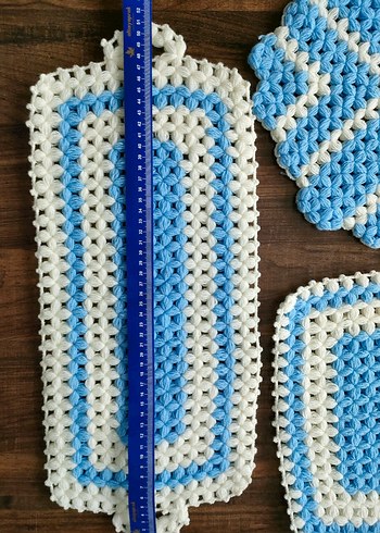 Mavi El Örgüsü Banyo Süngeri Seti - Görsel 4