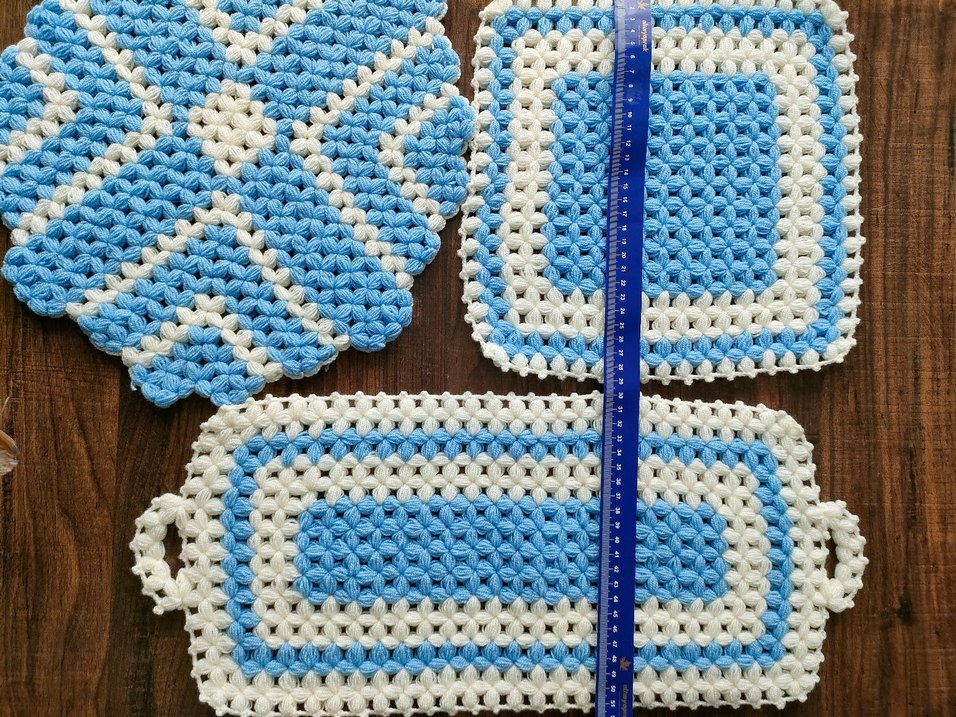 Mavi El Örgüsü Banyo Süngeri Seti - Görsel 3