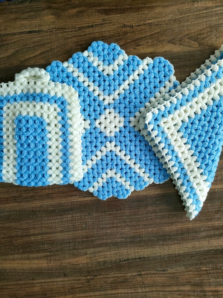 Mavi El Örgüsü Banyo Süngeri Seti - Görsel 2