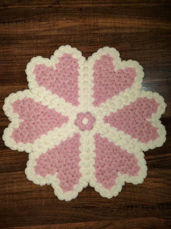 Pembe ve beyaz kalp desenli örgü banyo lifi - Görsel 2