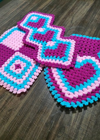 Renkli El Örgüsü banyo lifleri  - Görsel 4