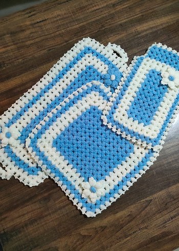 Mavi El Yapımı Banyo lif seti - Görsel 2