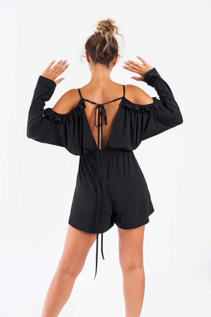 Siyah Omuz Dekolteli Şık Tulum  Mocrea - Görsel 2