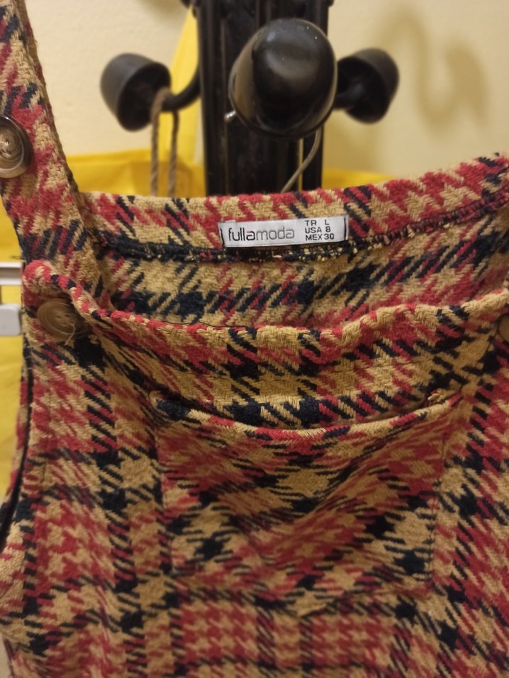 Kahverengi Ekoseli salopet - Görsel 2