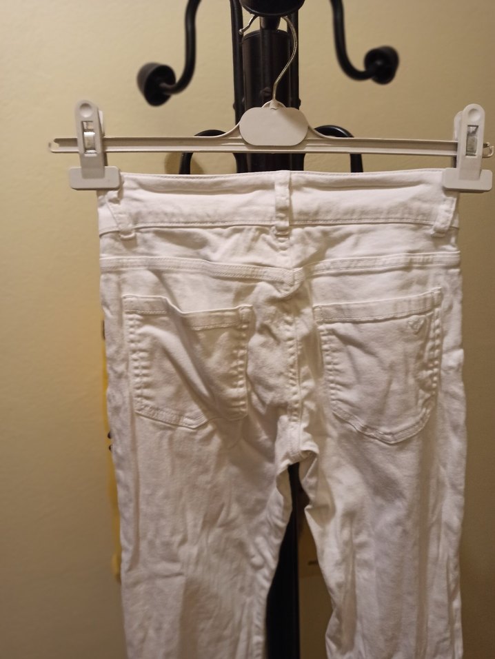 Beyaz Kadın Bel Bantlı Pamuk Pantolon - Görsel 3