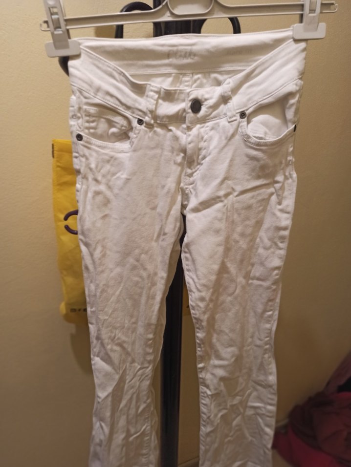 Beyaz Kadın Bel Bantlı Pamuk Pantolon - Görsel 2