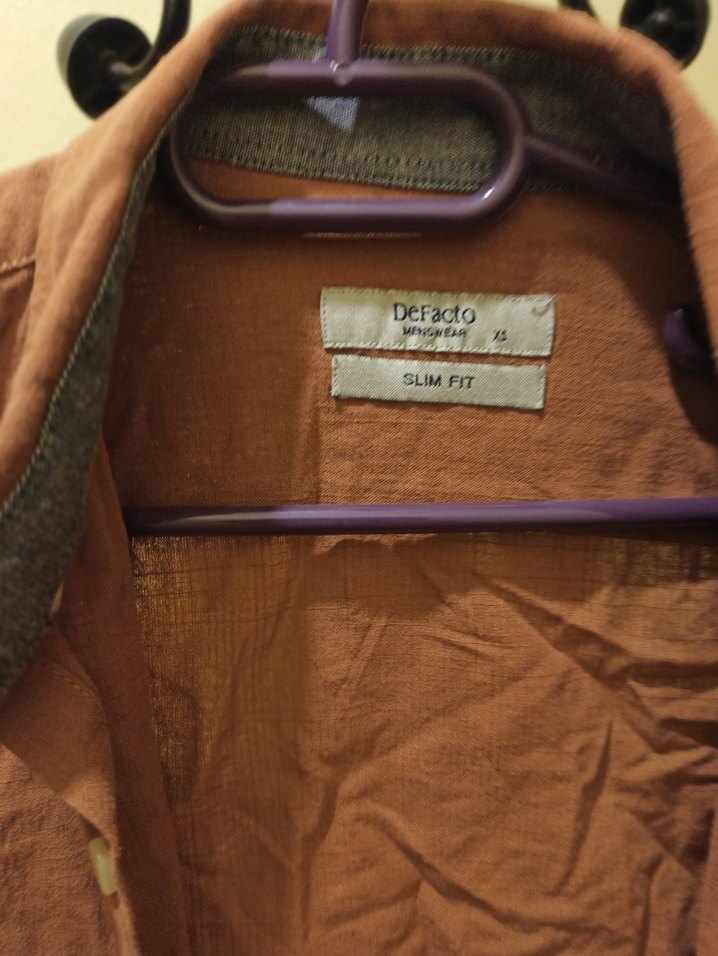 Düğmeli  Keten Erkek Gömlek - Görsel 2