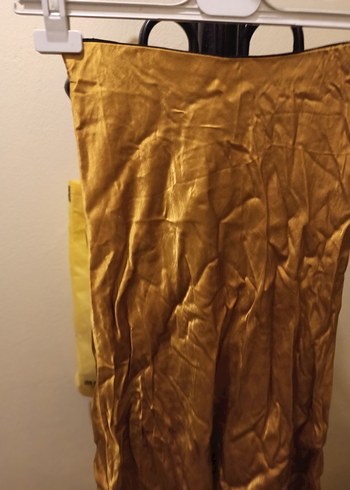 Kadın Parlak Gold Midi Drapeli Etek - Görsel 3