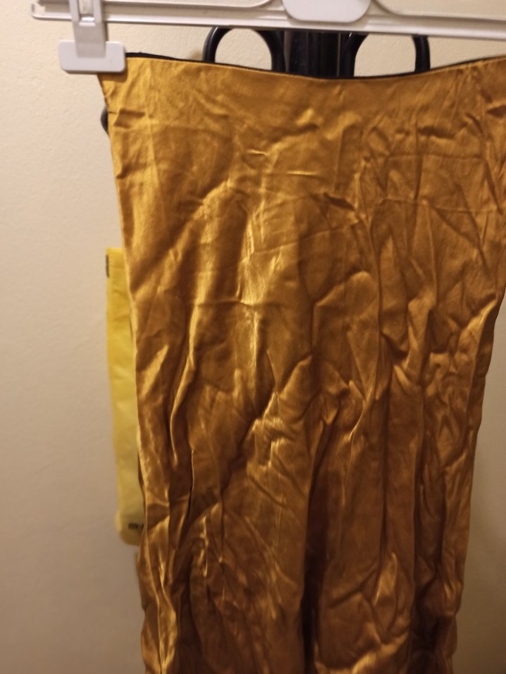 Kadın Parlak Gold Midi Drapeli Etek - Görsel 3