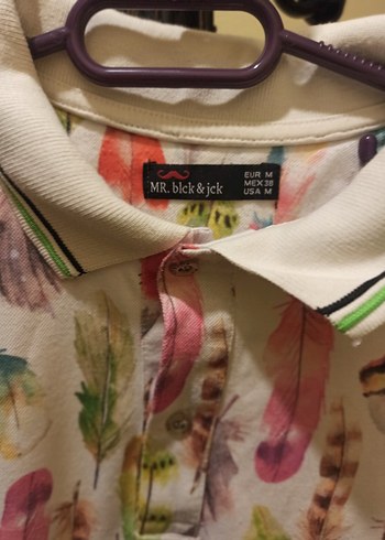 Renkli Tüy Desenli Erkek Polo Tişört - Görsel 2