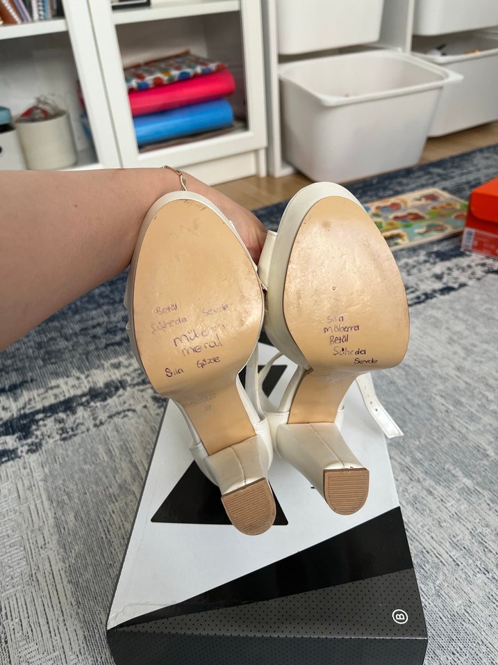 Kadın Beyaz Platform Topuklu Abiye Ayakkabı - Görsel 2