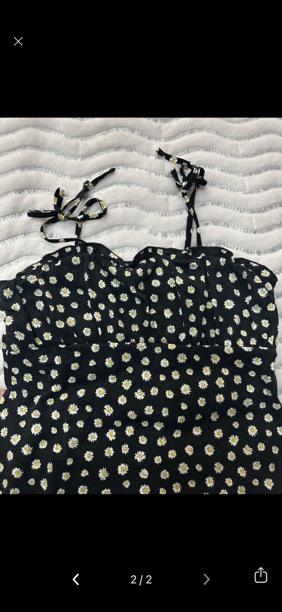 Askılı Siyah Çiçekli Midi Elbise - Görsel 2