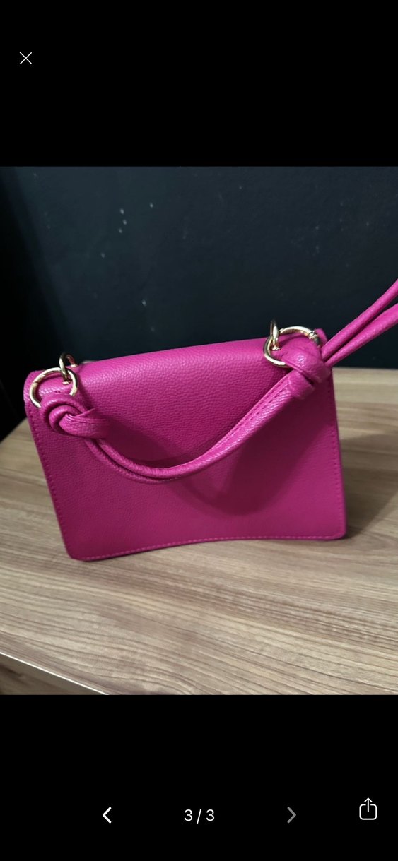 Pembe Deri Tokalı Kadın Çantası - Görsel 3