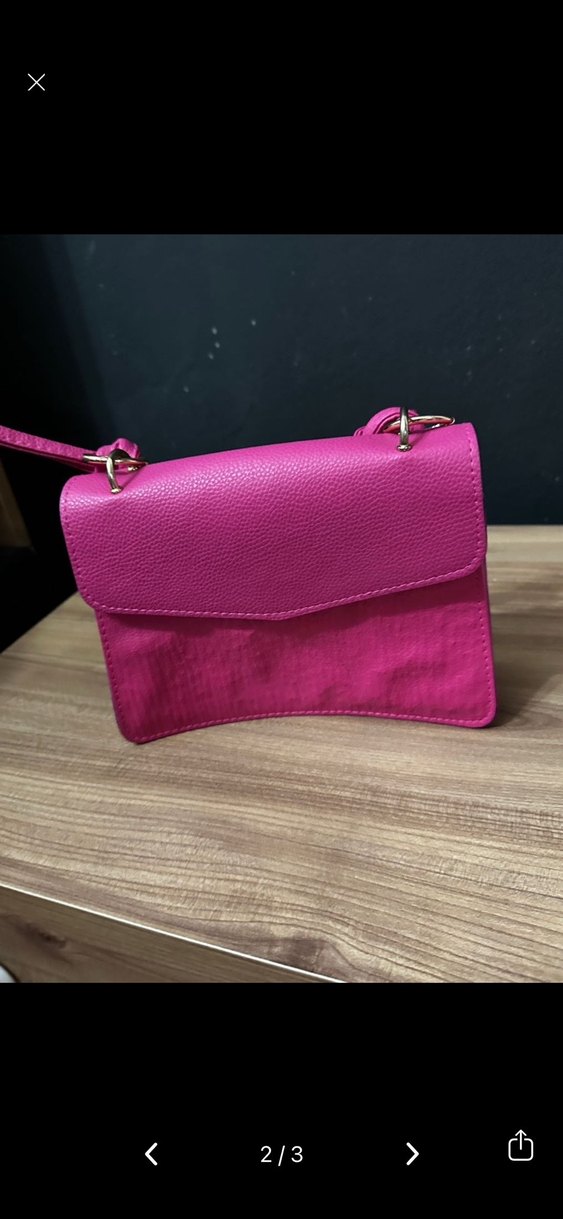 Pembe Deri Tokalı Kadın Çantası - Görsel 2