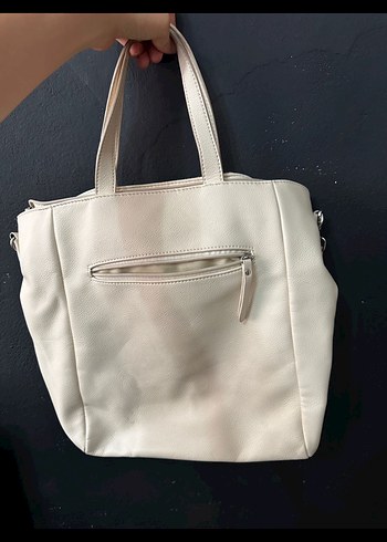 Bej Deri Fermuarlı Kadın Çanta - Görsel 2