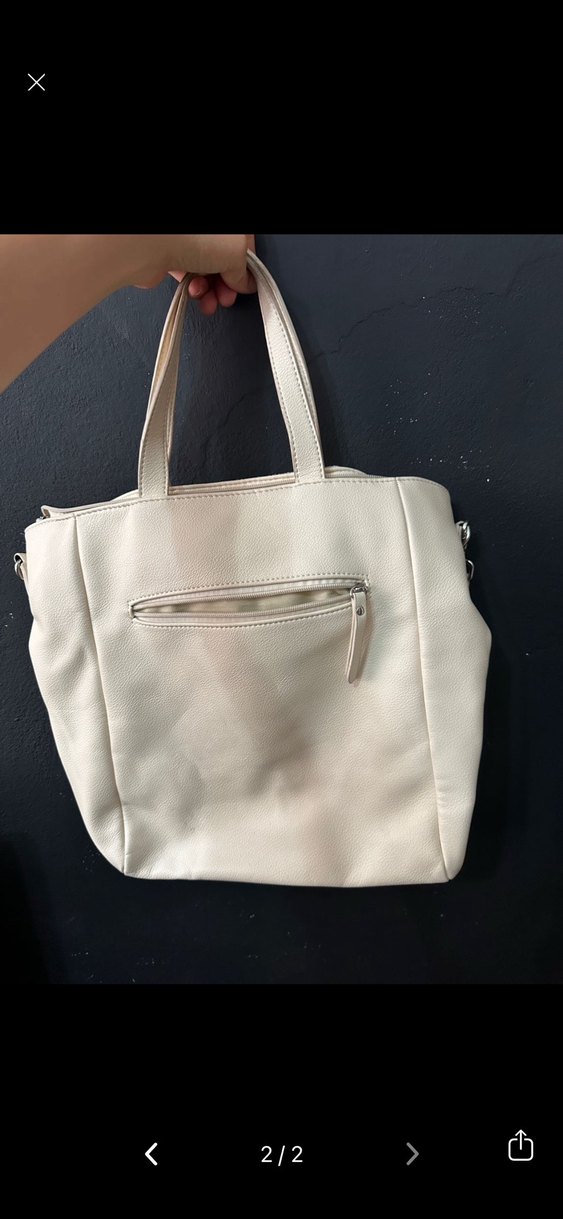 Bej Deri Fermuarlı Kadın Çanta - Görsel 2