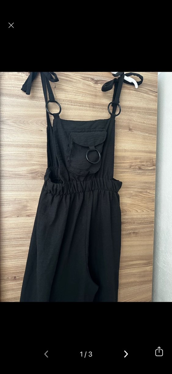 Siyah Uzun Askılı tulum - Görsel 2