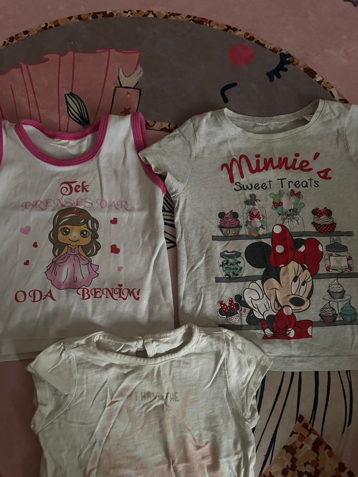 Beyaz Kız Çocuk Baskılı Kısa Kollu Tişörtler - Görsel 2